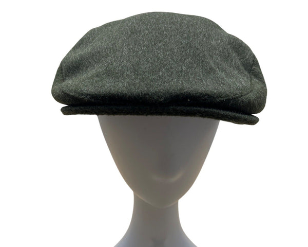 Hubertus Tiroler Loden Green\ Wool Flat Cap With Adjustable Strap