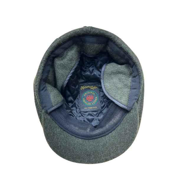 Hubertus Tiroler Loden Green\ Wool Flat Cap With Adjustable Strap