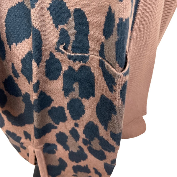 Isaac Mizrahi Live! Leopard Print Cardigan Sweater Brown & Black Knit Sz S - New