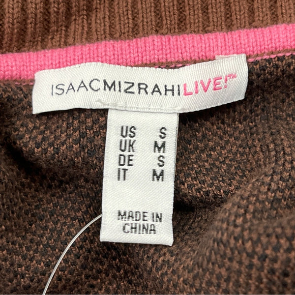 Isaac Mizrahi Live! Leopard Print Cardigan Sweater Brown & Black Knit Sz S - New