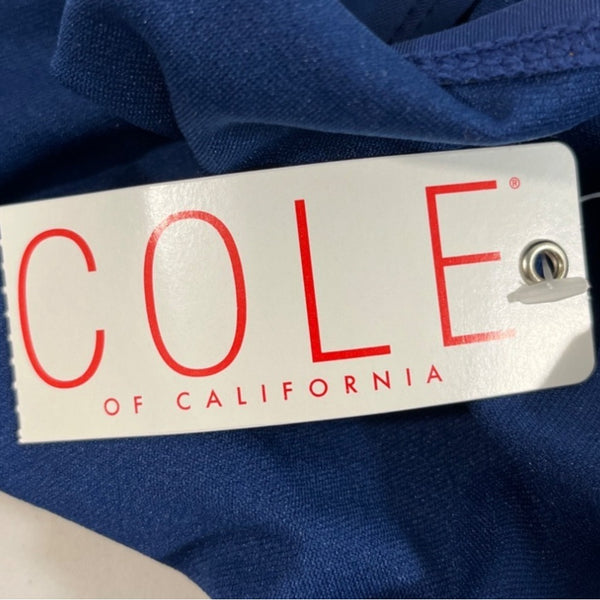Cole Of California Embellished Bikini Bottom Navy Blue Zigzag Trim Size S- NEW