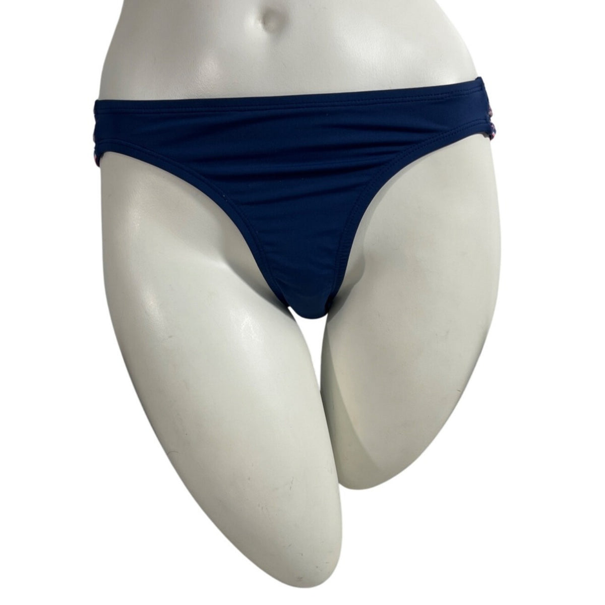 Cole Of California Embellished Bikini Bottom Navy Blue Zigzag Trim Size S- NEW
