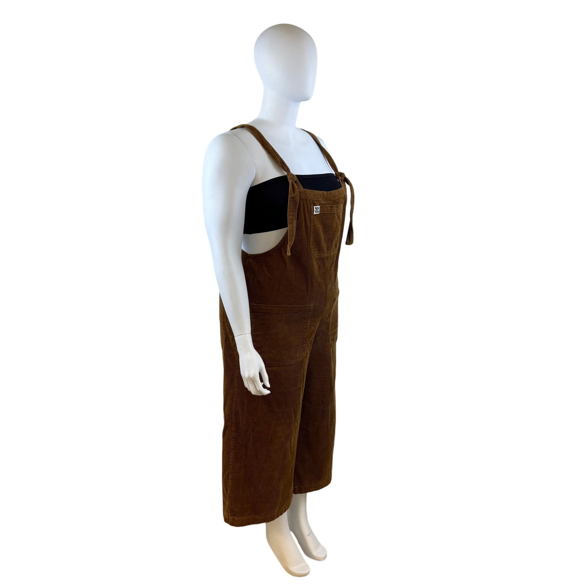 Lucy & Yak Corduroy Women Brown Tie-Strap Overalls Loose Fit Size 14R