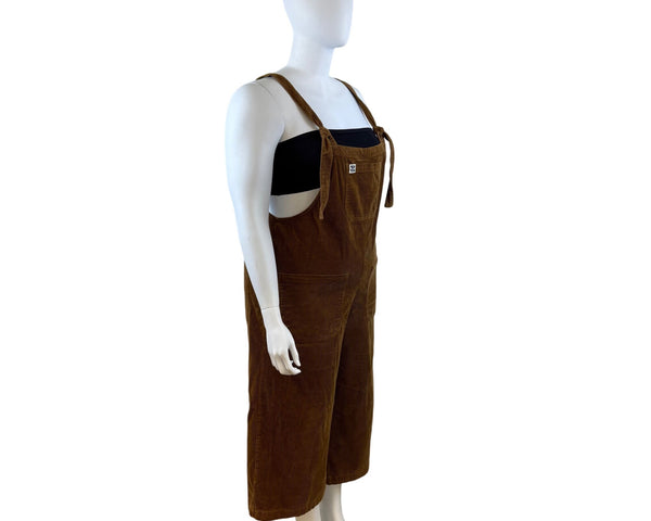 Lucy & Yak Corduroy Women Brown Tie-Strap Overalls Loose Fit Size 14R