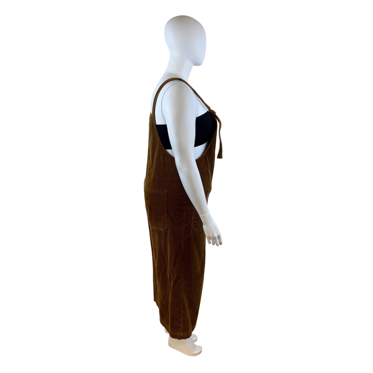 Lucy & Yak Corduroy Women Brown Tie-Strap Overalls Loose Fit Size 14R