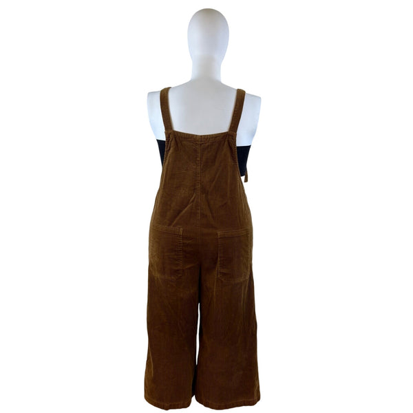 Lucy & Yak Corduroy Women Brown Tie-Strap Overalls Loose Fit Size 14R