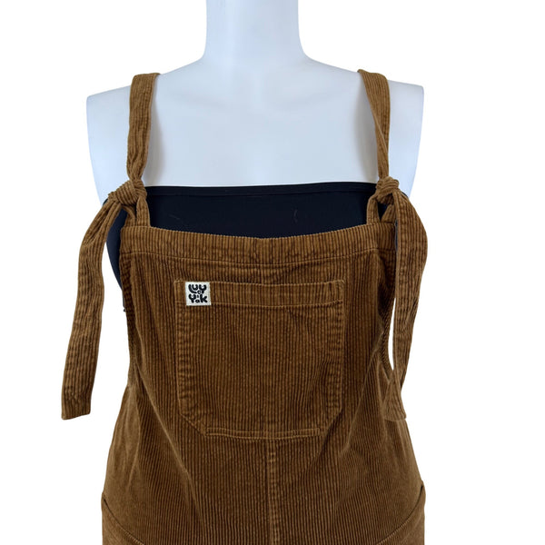 Lucy & Yak Corduroy Women Brown Tie-Strap Overalls Loose Fit Size 14R