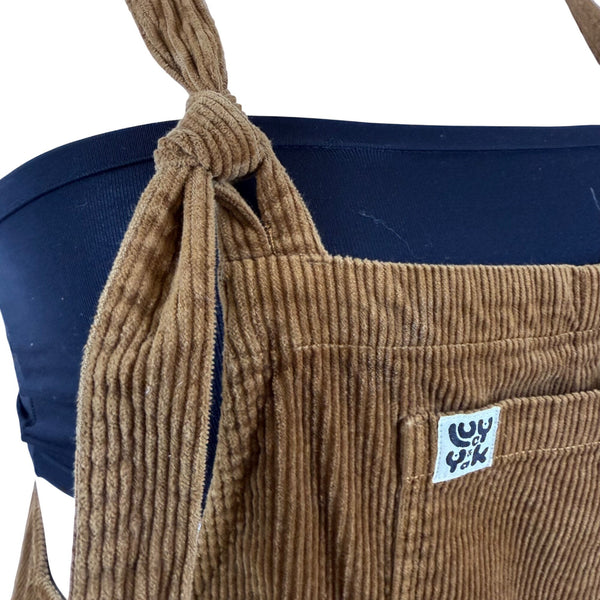 Lucy & Yak Corduroy Women Brown Tie-Strap Overalls Loose Fit Size 14R