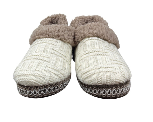 Muk Luks Womens Beige Faux Fur Lining Slip On Knitted Slippers Szize 5-6 - New