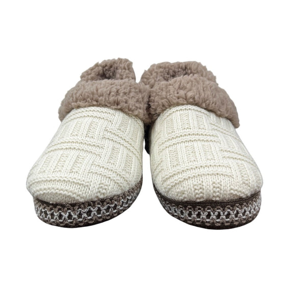 Muk Luks Womens Beige Faux Fur Lining Slip On Knitted Slippers Szize 5-6 - New