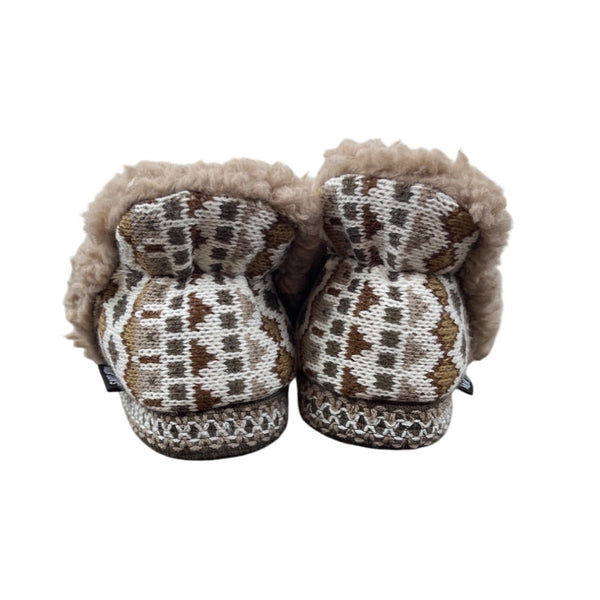 Muk Luks Womens Beige Faux Fur Lining Slip On Knitted Slippers Szize 5-6 - New