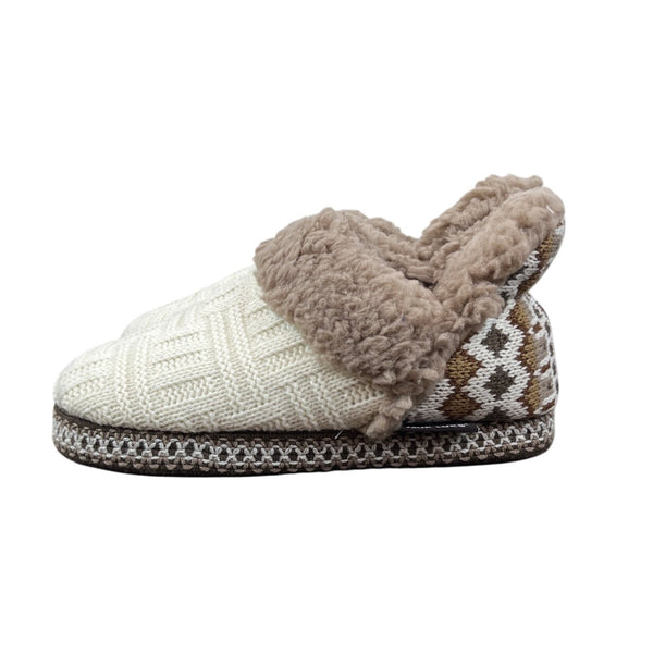 Muk Luks Womens Beige Faux Fur Lining Slip On Knitted Slippers Szize 5-6 - New