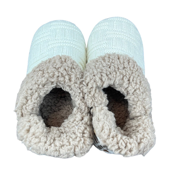 Muk Luks Womens Beige Faux Fur Lining Slip On Knitted Slippers Szize 5-6 - New