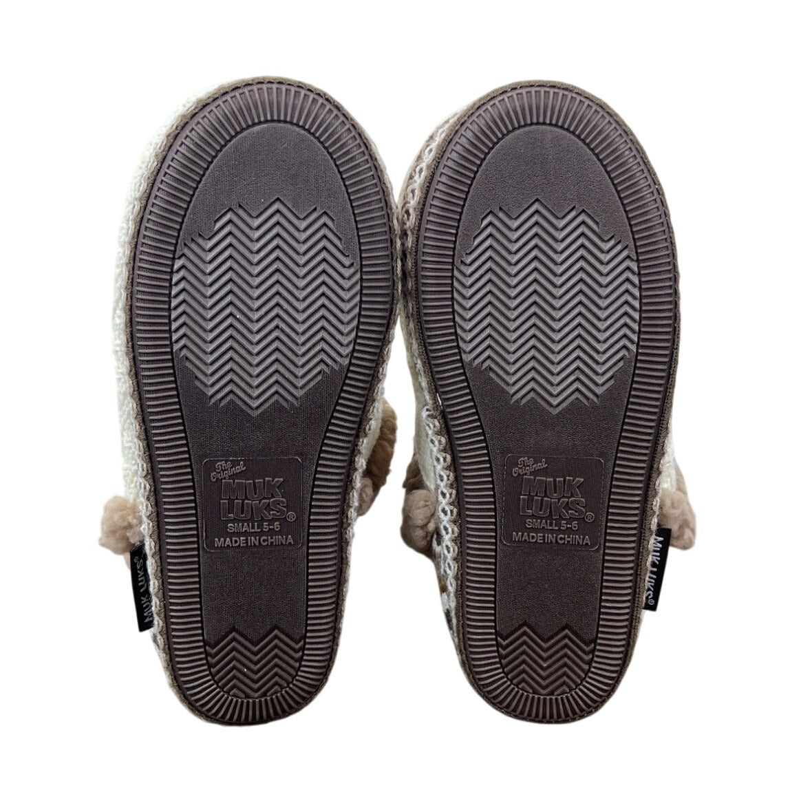 Muk Luks Womens Beige Faux Fur Lining Slip On Knitted Slippers Szize 5-6 - New