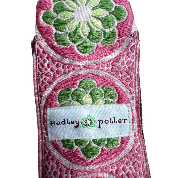 Vintage Hadley Pollet Embroidered Velvet Belt With Floral Design & Metal Buckle