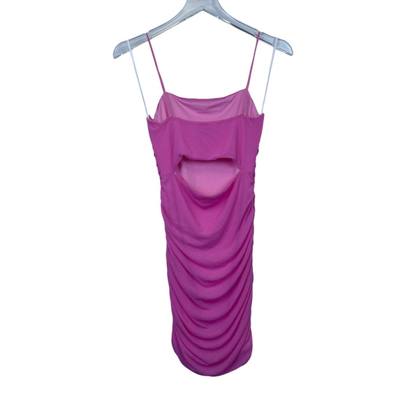 Hello Molly Womens Pink Ruched Sleeveless Mini Dress Size S Open Back Stylish Design