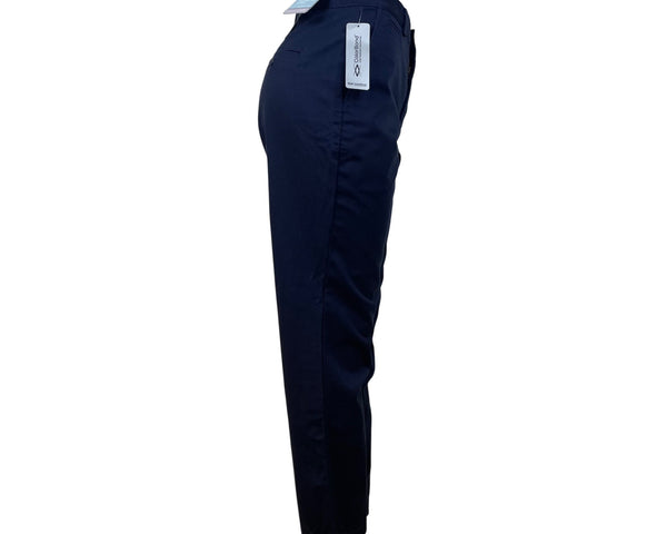 Dockers Womens Navy Flat Front Tapered Leg Pants Relaxed Fit No Wrinkles Sz 10S