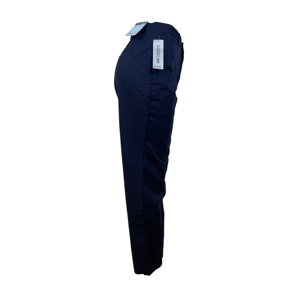 Dockers Womens Navy Flat Front Tapered Leg Pants Relaxed Fit No Wrinkles Sz 10S