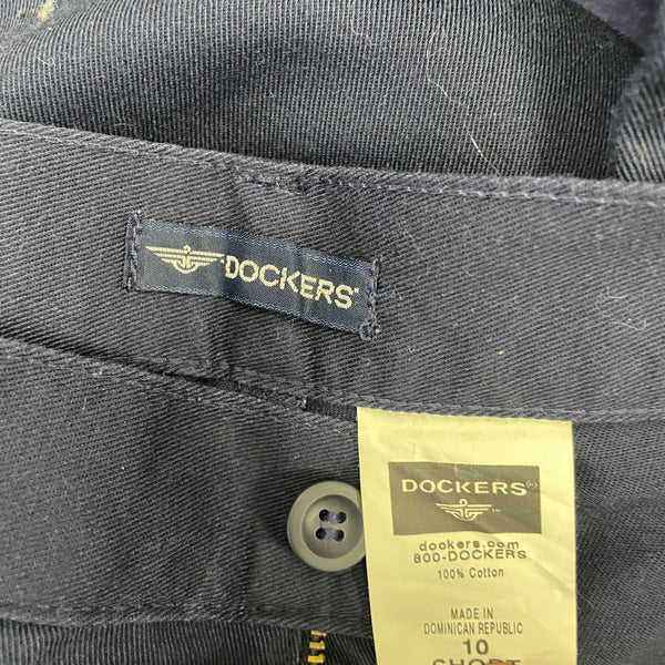 Dockers Womens Navy Flat Front Tapered Leg Pants Relaxed Fit No Wrinkles Sz 10S