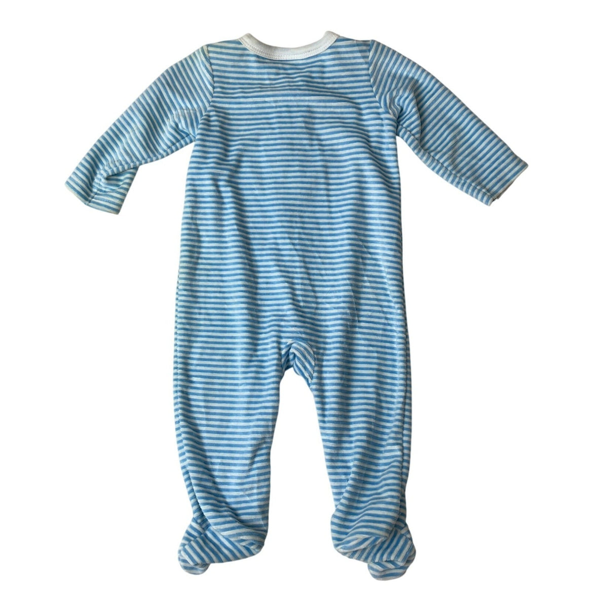 Small Wonders Newborn Blue Striped Bear Sleep Play Footed Pajamas 6/9M - New