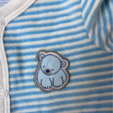 Small Wonders Newborn Blue Striped Bear Sleep Play Footed Pajamas 6/9M - New