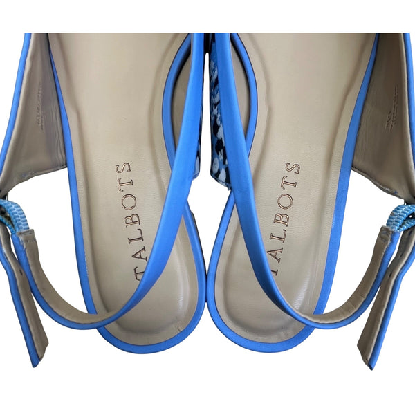 Talbots Women’s Vistá Blue Edison Binding Bow Slingback Flats Size 6M