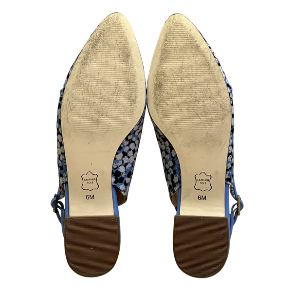 Talbots Women’s Vistá Blue Edison Binding Bow Slingback Flats Size 6M