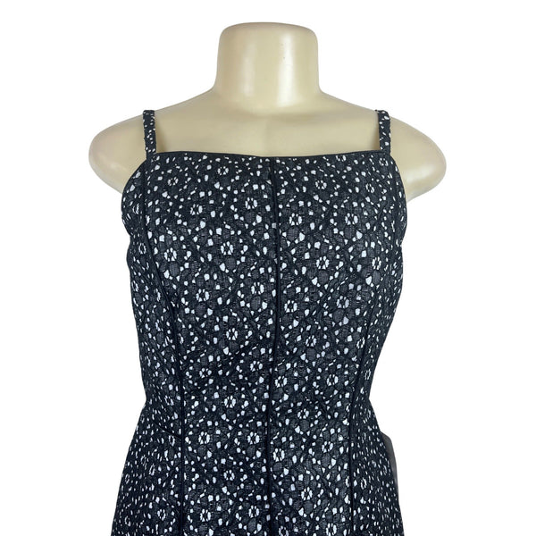 Adrianna Papell Women’s Black & White Sleeveless Lace A-Line Dress Sz 4 - New