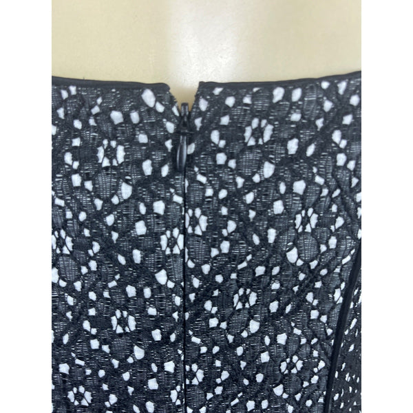 Adrianna Papell Women’s Black & White Sleeveless Lace A-Line Dress Sz 4 - New