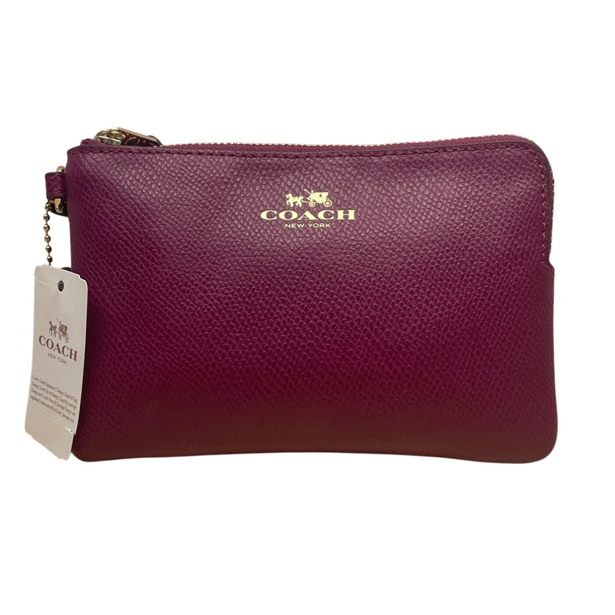 Coach Pebbled Fuchsia Leather With Gold Hardware Wristlet Clutch Bag Sz S