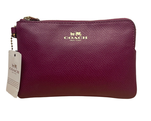 Coach Pebbled Fuchsia Leather With Gold Hardware Wristlet Clutch Bag Sz S