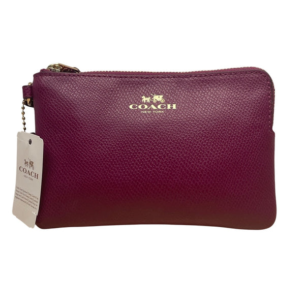Coach Pebbled Fuchsia Leather With Gold Hardware Wristlet Clutch Bag Sz S