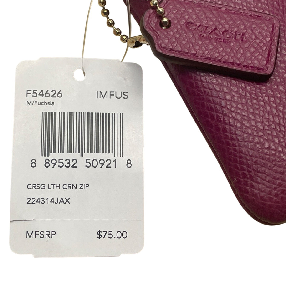 Coach Pebbled Fuchsia Leather With Gold Hardware Wristlet Clutch Bag Sz S