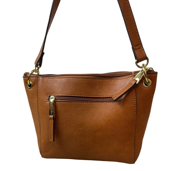 Max Studio Women's Designers Tan Brown With Gold tone details Crossbody Bag Sz M