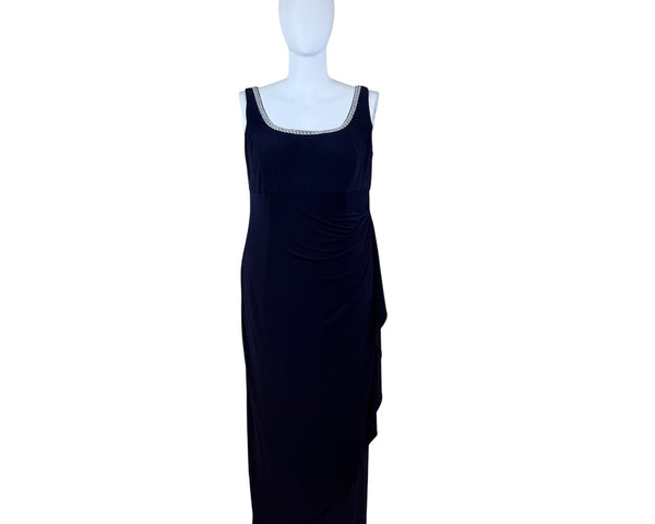 Jeanne Alexander Women's Navy Polyester Embellished Gown W/ Bolero Jacket Sz 20W