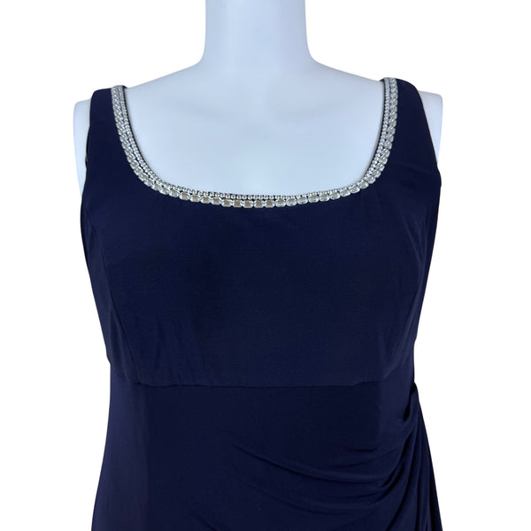 Jeanne Alexander Women's Navy Polyester Embellished Gown W/ Bolero Jacket Sz 20W