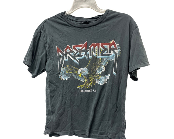 Day Womens Gray Cotton Dreamer Graphic T-Shirt XS Vintage Style Casual Crewneck
