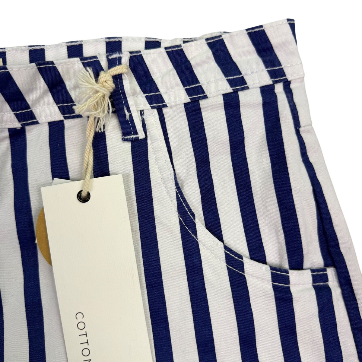 Cotton On Womens Blue & White Striped Cotton Blend High-Rise Casual Shorts Sz 10