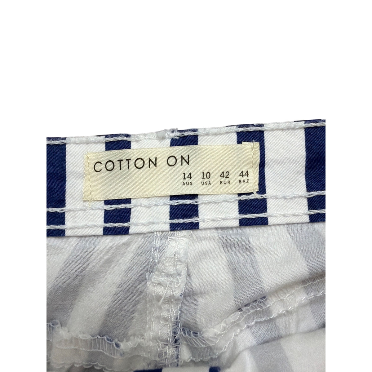 Cotton On Womens Blue & White Striped Cotton Blend High-Rise Casual Shorts Sz 10