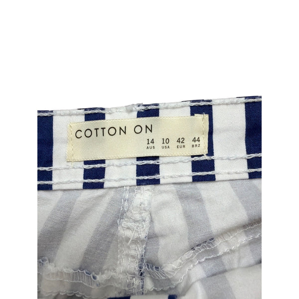 Cotton On Womens Blue & White Striped Cotton Blend High-Rise Casual Shorts Sz 10