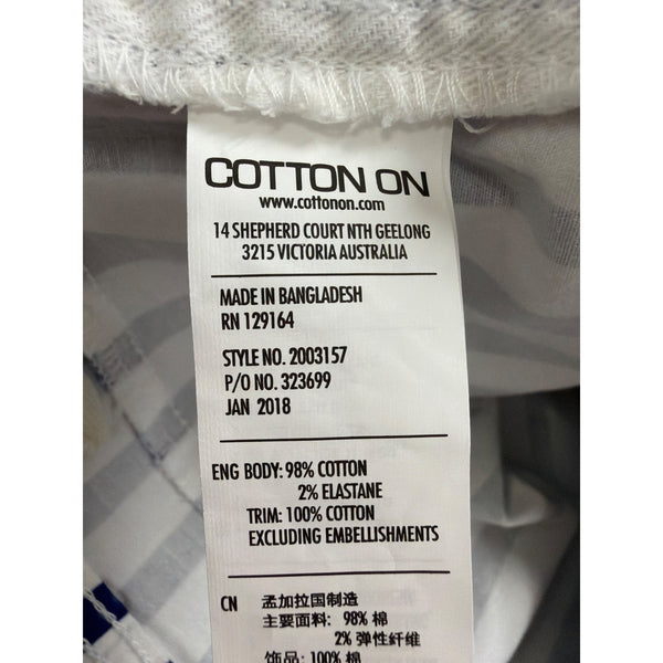 Cotton On Womens Blue & White Striped Cotton Blend High-Rise Casual Shorts Sz 10