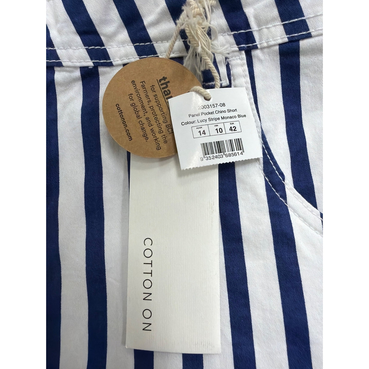Cotton On Womens Blue & White Striped Cotton Blend High-Rise Casual Shorts Sz 10