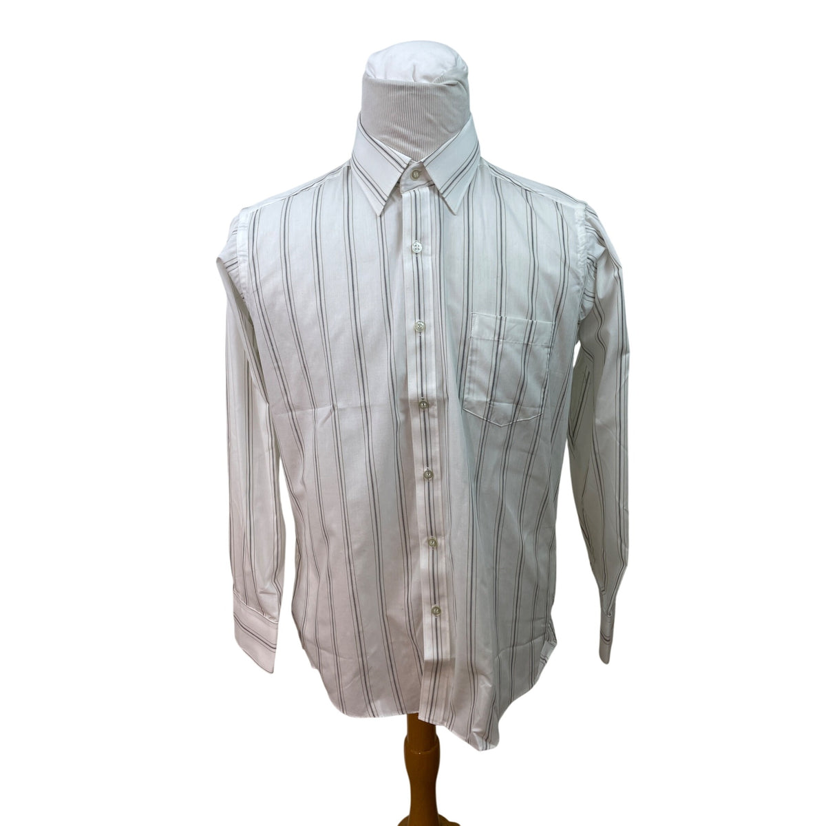 Botany 500 Mens White & Gray Striped Button-Down Dress Shirt