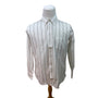 Botany 500 Mens White & Gray Striped Button-Down Dress Shirt