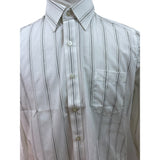 Botany 500 Mens White & Gray Striped Button-Down Dress Shirt
