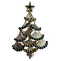 Gerrys Gold Tone Metal Christmas Tree Brooch Pin Festive Green & Blue Accents