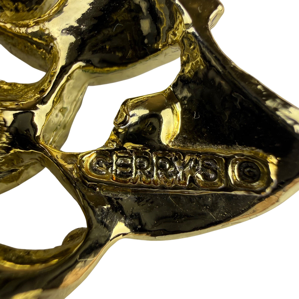 Gerrys Gold Tone Metal Christmas Tree Brooch Pin Festive Green & Blue Accents