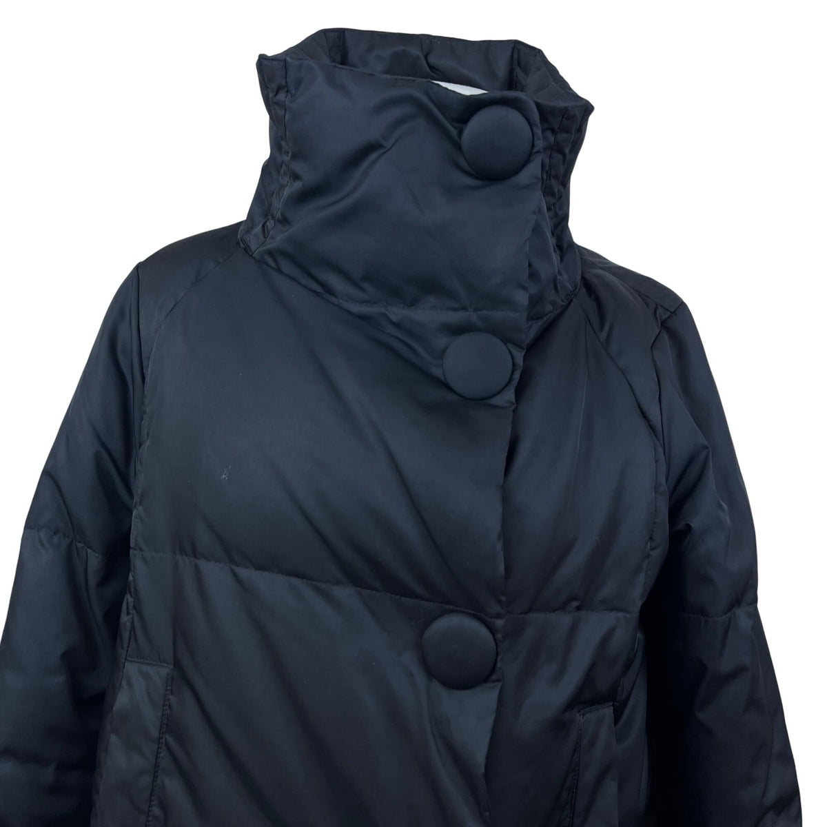 Kenneth Cole New York Womens Black Puffer Jacket With High Neck Size S