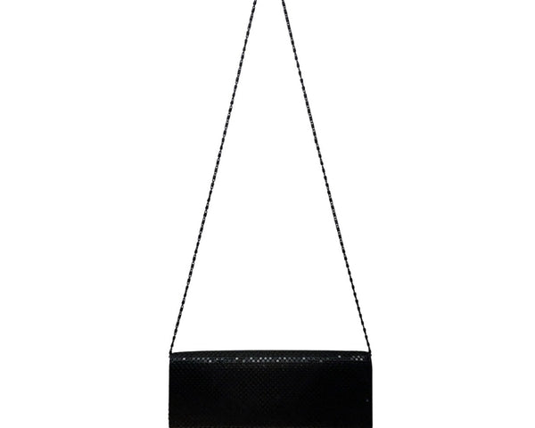 Unbranded Black Metallic Mesh Shoulder Bag Chain Strap Clutch Sz M