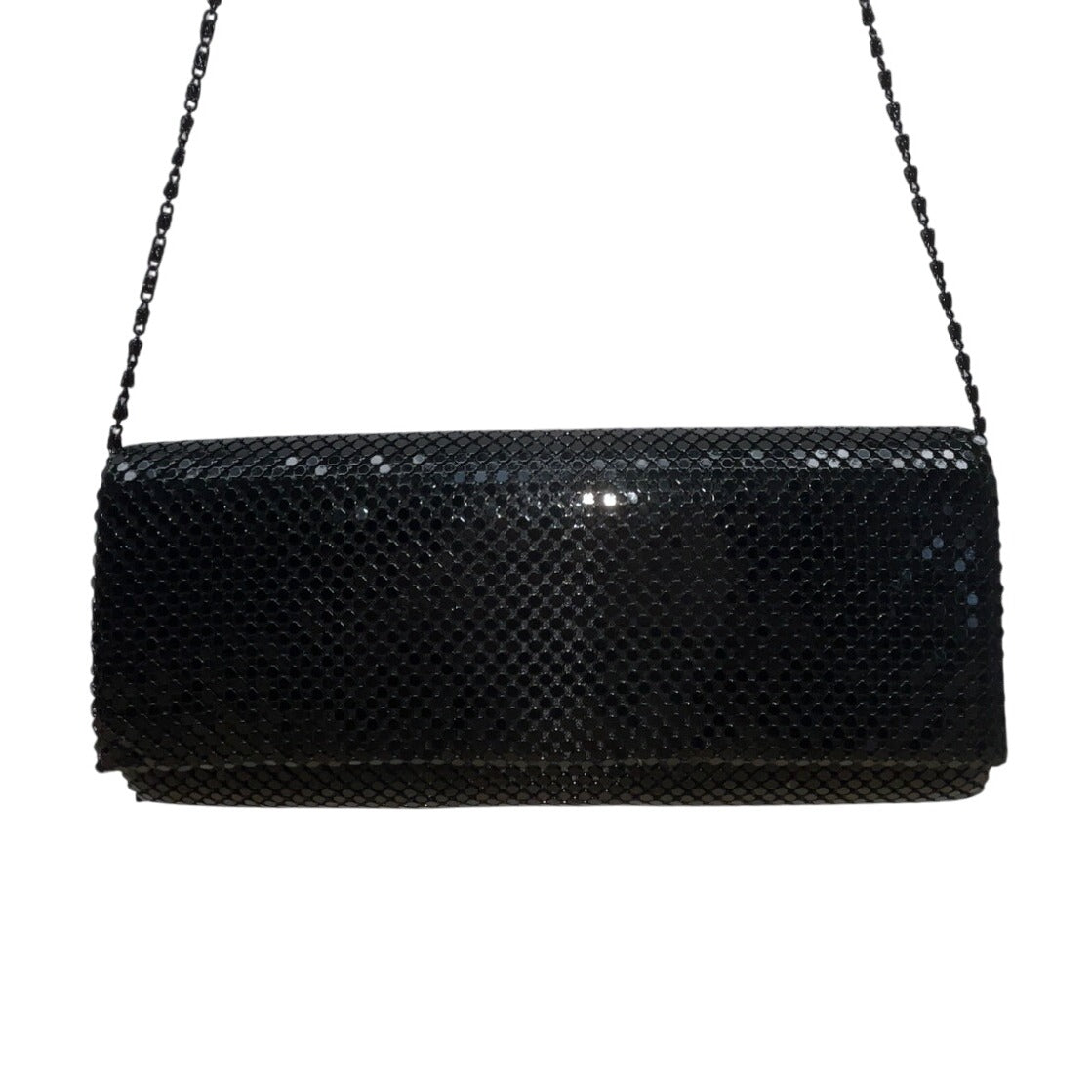 Unbranded Black Metallic Mesh Shoulder Bag Chain Strap Clutch Sz M